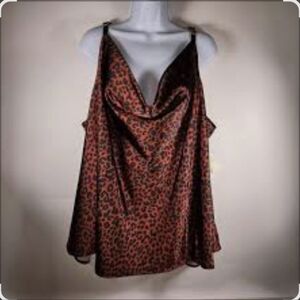 Ava & Viv RUST & BLACK PLUS SIZE Leopard Print Camisole SIZE 3XL NWT